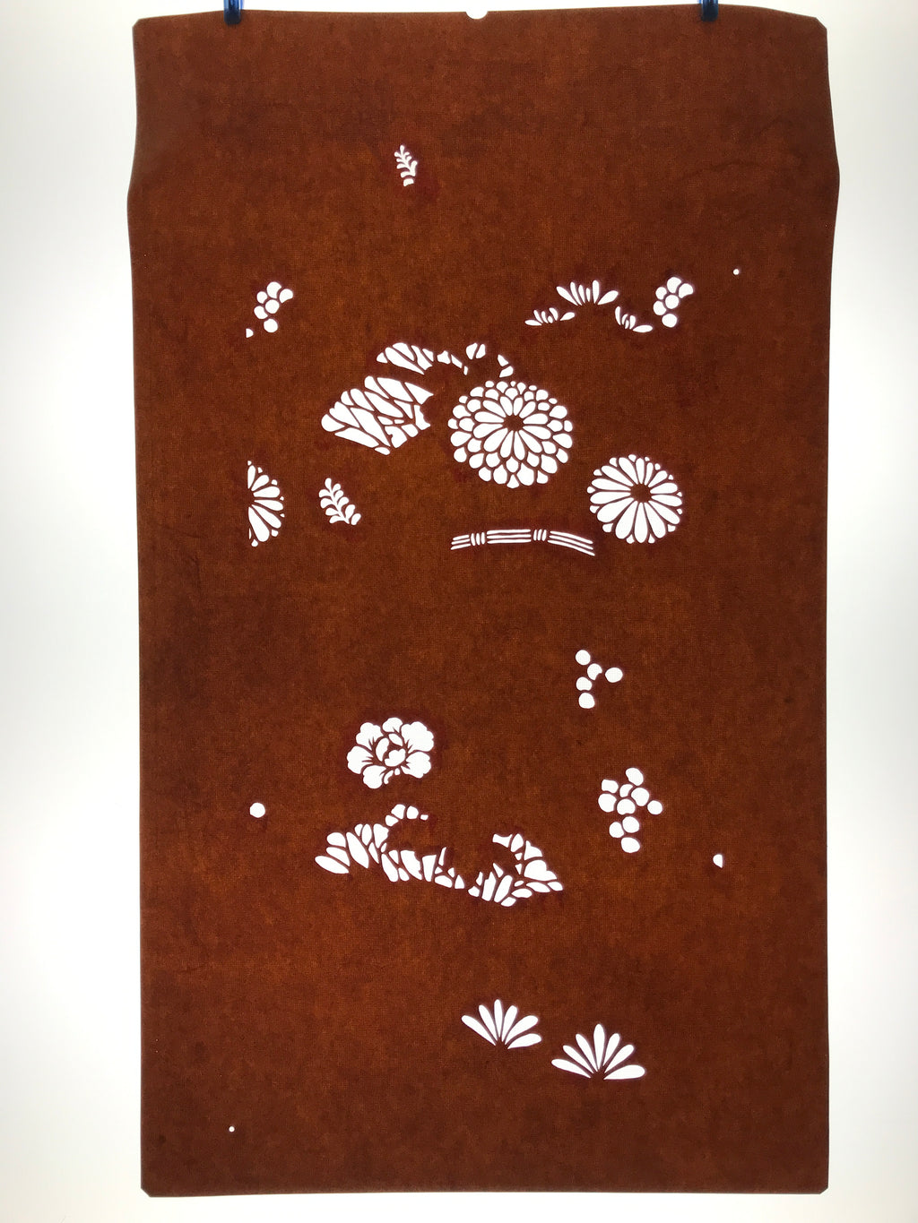 Antique Japanese Katagami Paper Kimono Stencil Katazome Leaf Plant Flowers C977