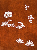 Antique Japanese Katagami Paper Kimono Stencil Katazome Leaf Plant Flowers C977