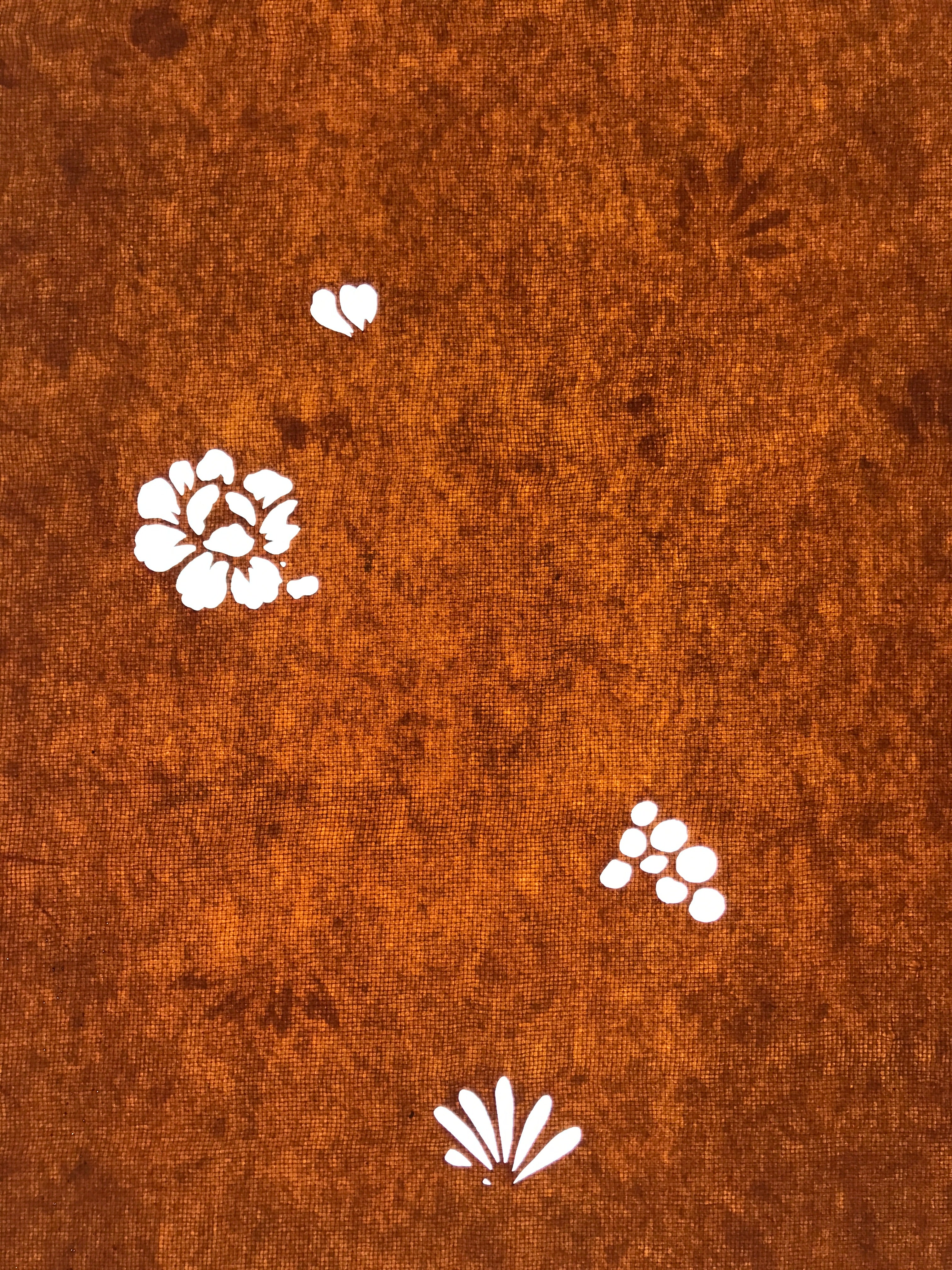 Antique Japanese Katagami Paper Kimono Stencil Katazome Leaf Plant Flowers C984