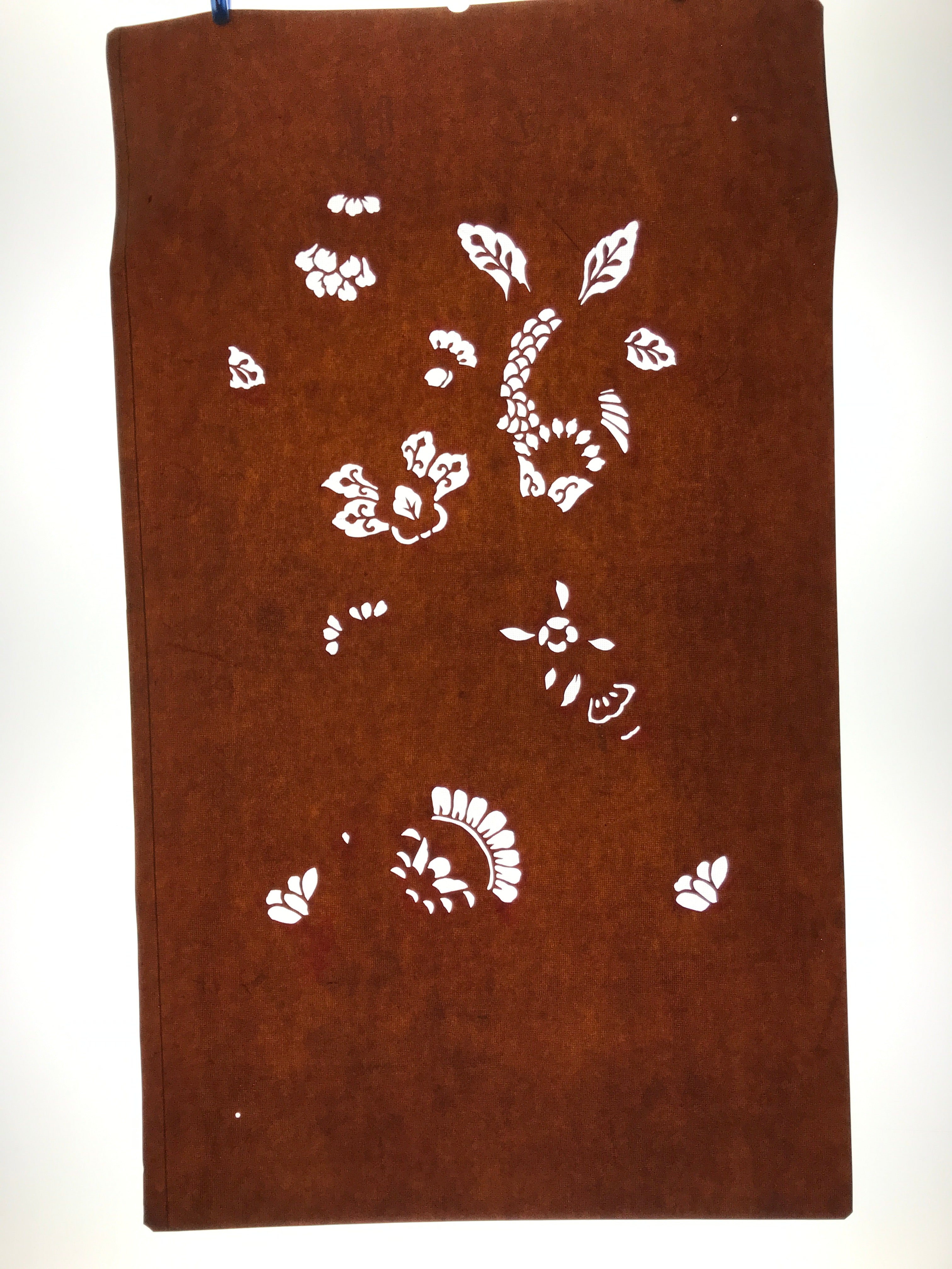 Antique Japanese Katagami Paper Kimono Stencil Katazome Leaf Plant Petals C982