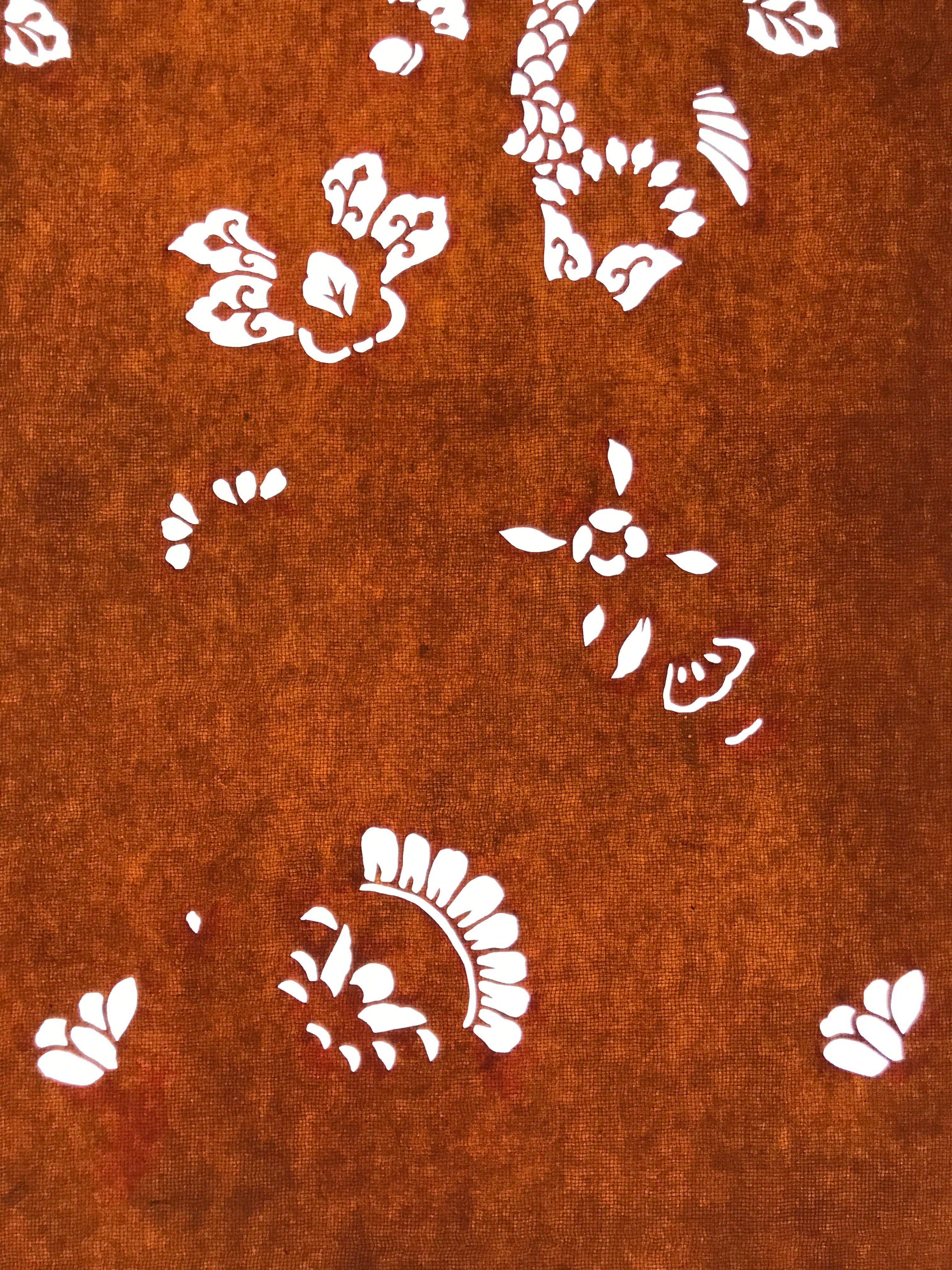 Antique Japanese Katagami Paper Kimono Stencil Katazome Leaf Plant Petals C982