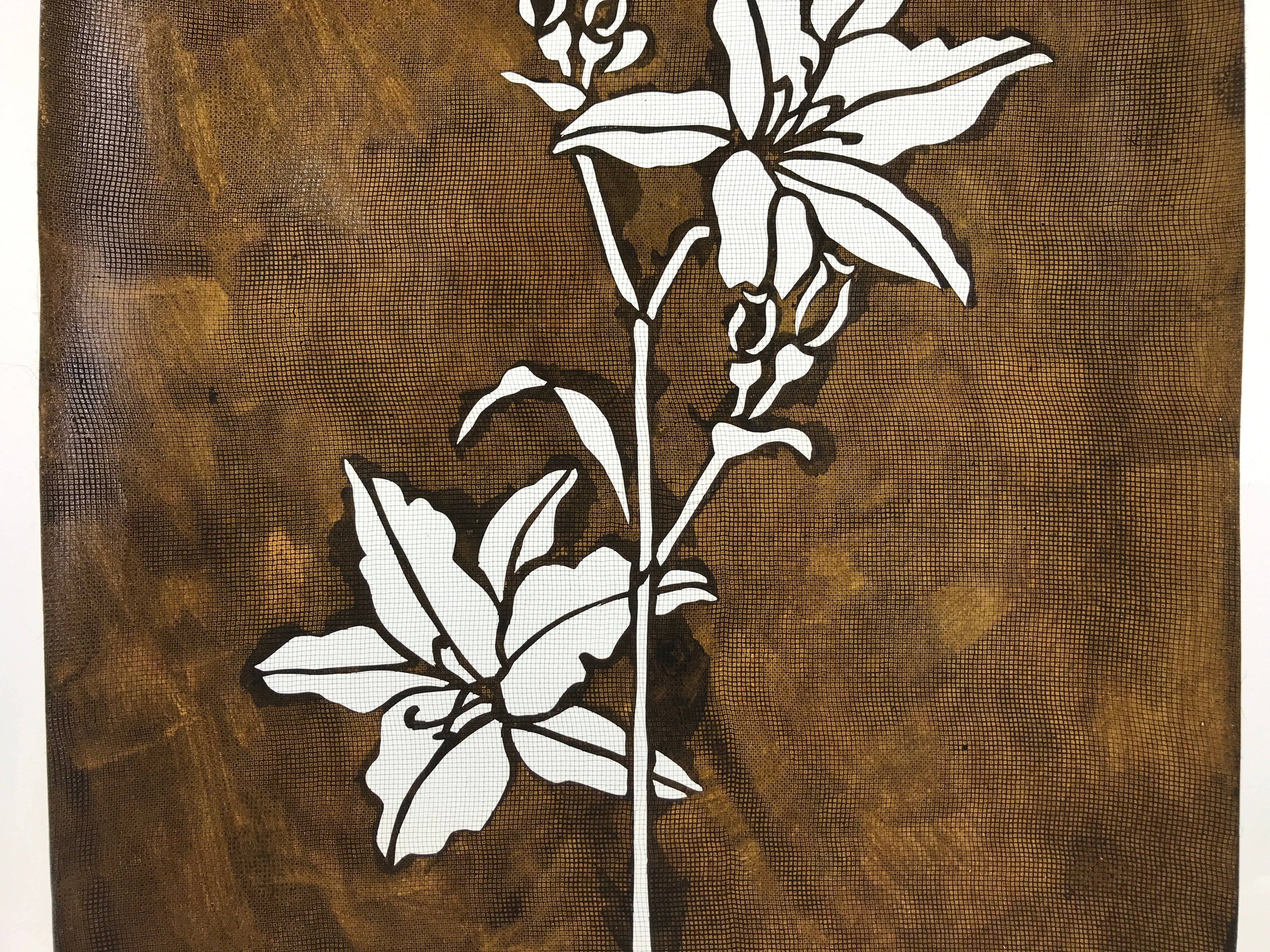 Antique Japanese Katagami Paper Kimono Stencil Katazome Lilies Yuri Flower A650