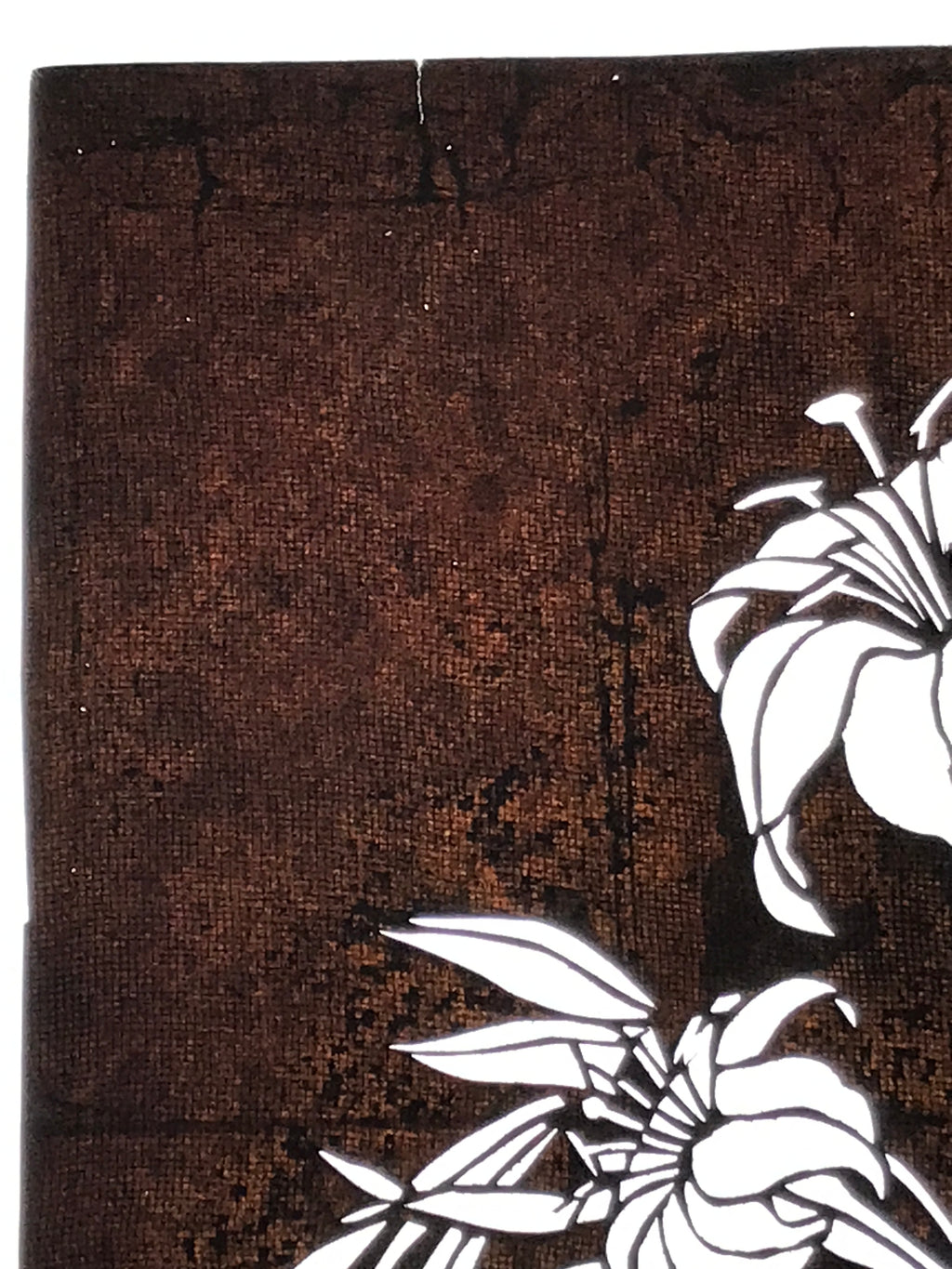 Antique Japanese Katagami Paper Kimono Stencil Katazome Lily Flowers Yuri A808