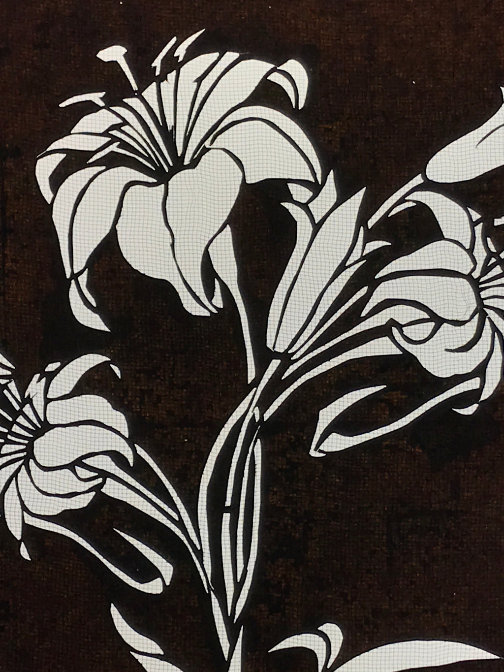 Antique Japanese Katagami Paper Kimono Stencil Katazome Lily Flowers Yuri A808