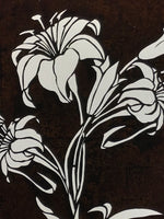 Antique Japanese Katagami Paper Kimono Stencil Katazome Lily Flowers Yuri A808