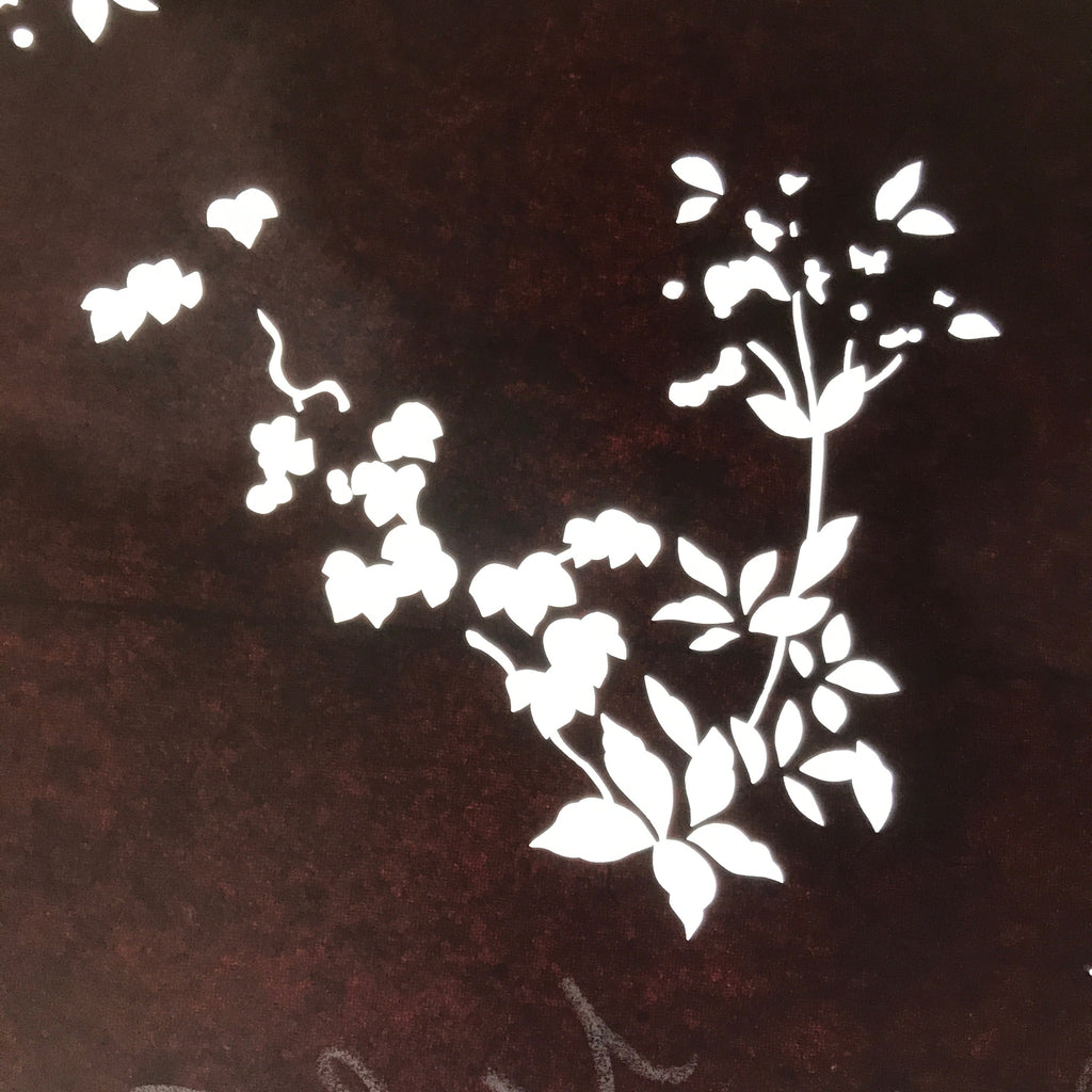 Antique Japanese Katagami Paper Kimono Stencil Katazome Lush Plant Design C952