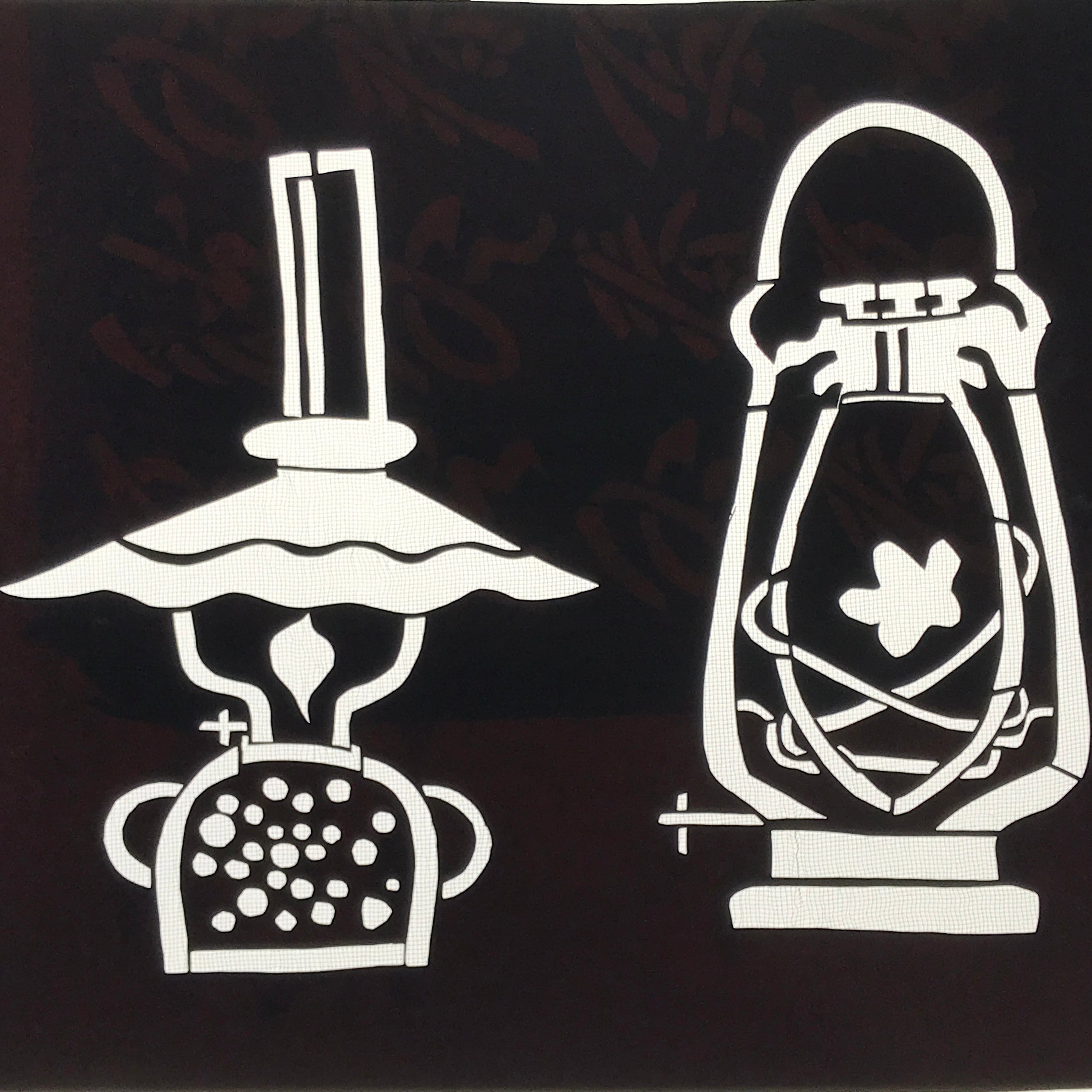Antique Japanese Katagami Paper Kimono Stencil Katazome Oil Lanterns Lamps A769