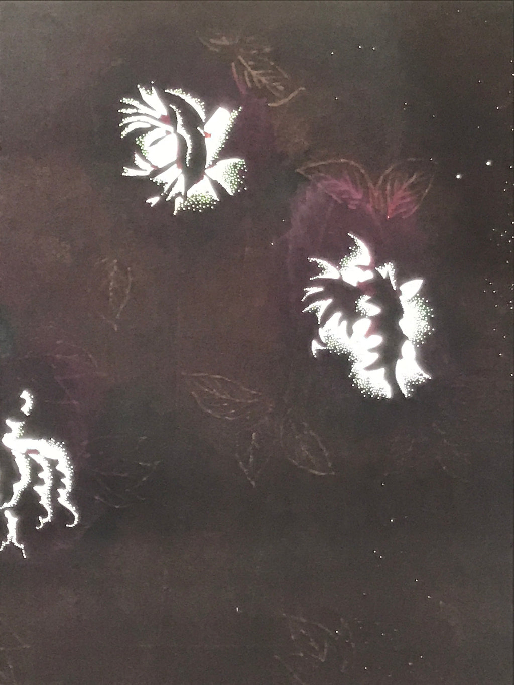 Antique Japanese Katagami Paper Kimono Stencil Katazome Peony Botan Design C916