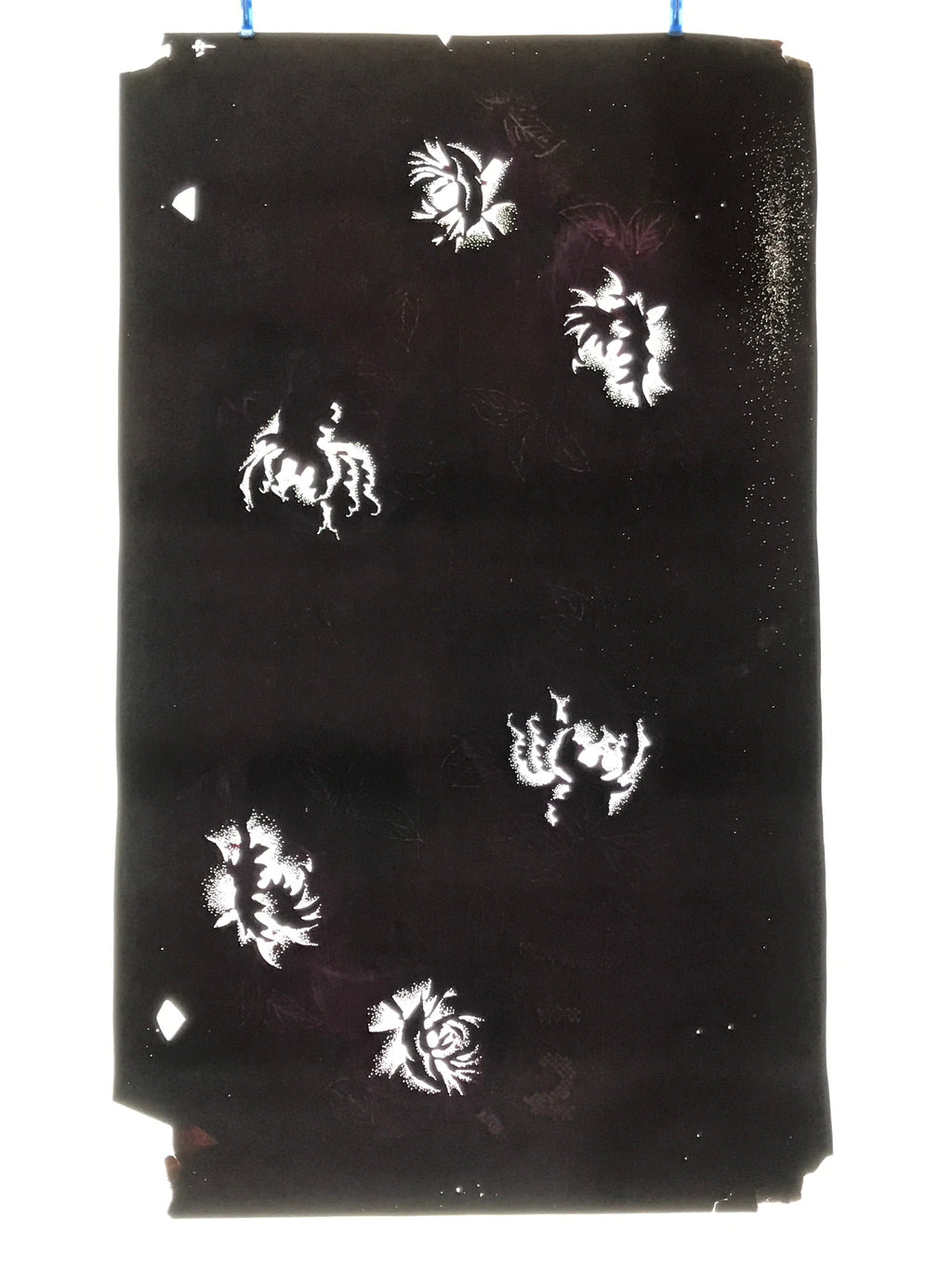Antique Japanese Katagami Paper Kimono Stencil Katazome Peony Botan Design C916
