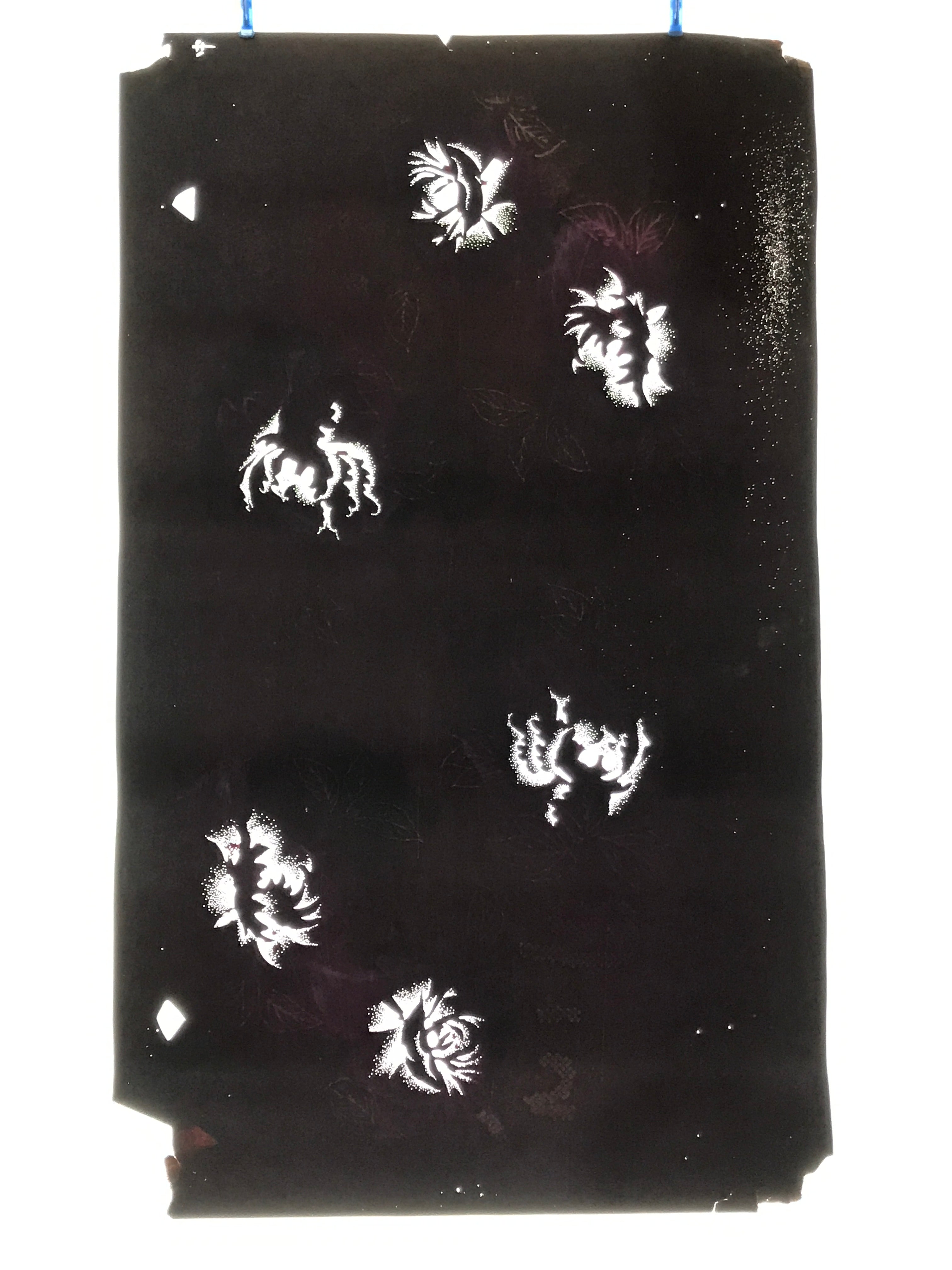Antique Japanese Katagami Paper Kimono Stencil Katazome Peony Botan Design C916
