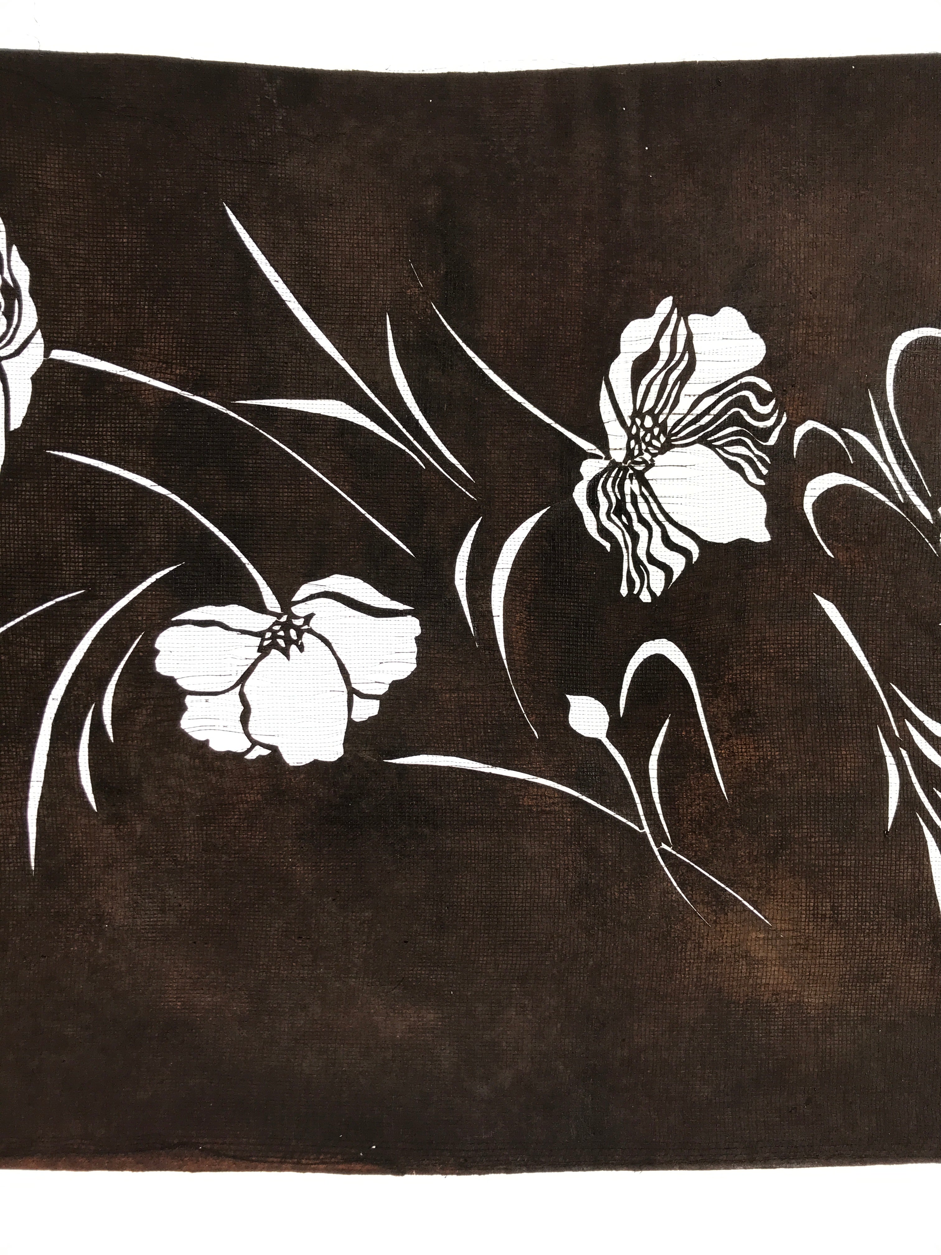 Antique Japanese Katagami Paper Kimono Stencil Katazome Peony Botan Flower A651