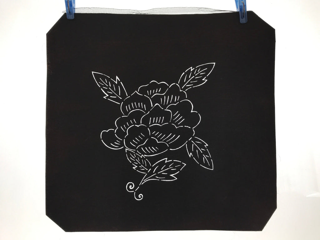 Antique Japanese Katagami Paper Kimono Stencil Katazome Peony Botan Flower A666