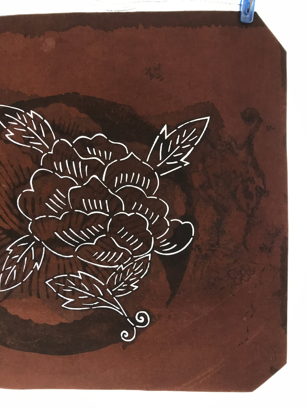 Antique Japanese Katagami Paper Kimono Stencil Katazome Peony Botan Flower A666