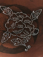 Antique Japanese Katagami Paper Kimono Stencil Katazome Peony Botan Flower A666
