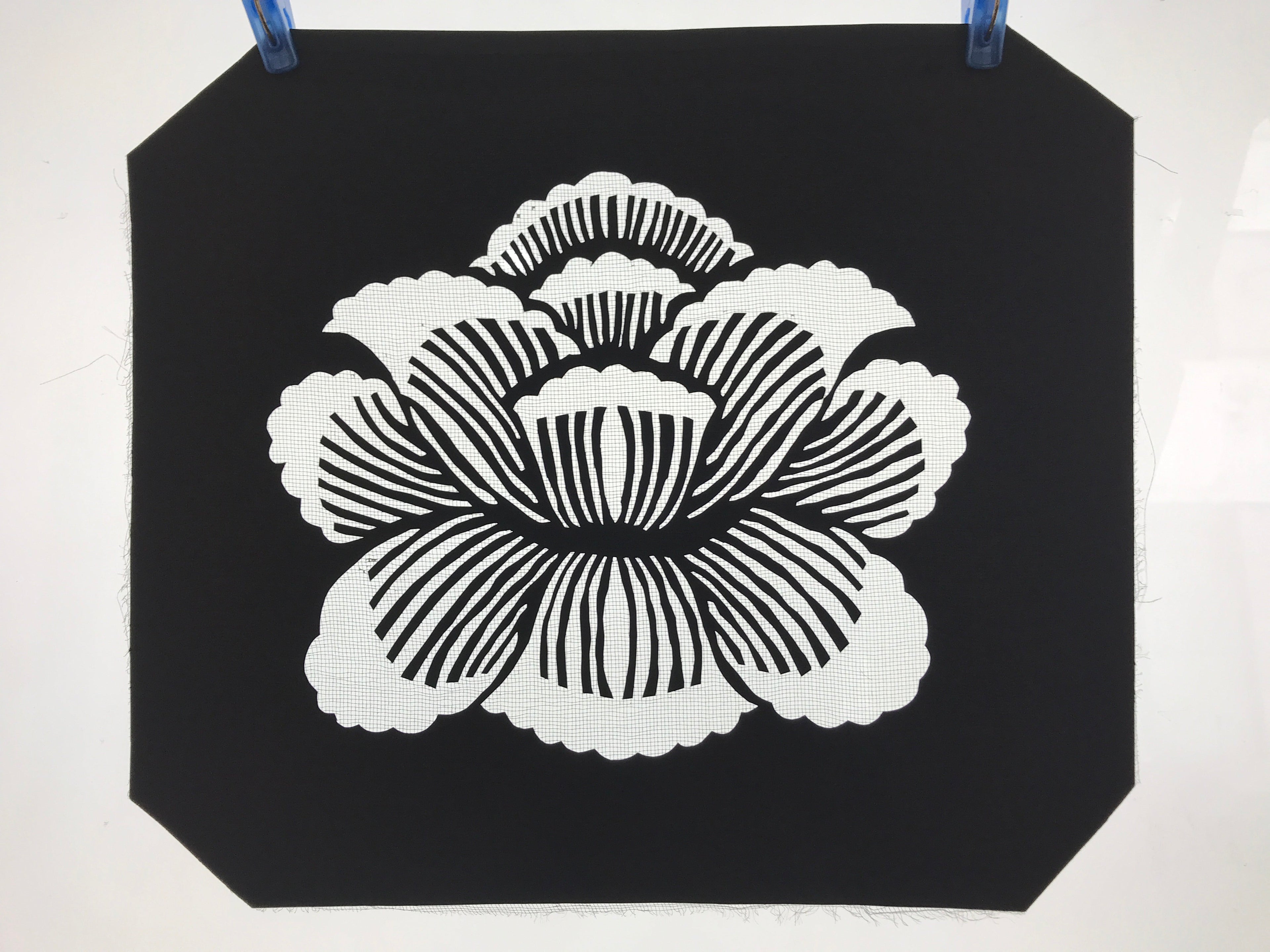 Antique Japanese Katagami Paper Kimono Stencil Katazome Peony Botan Flower A667