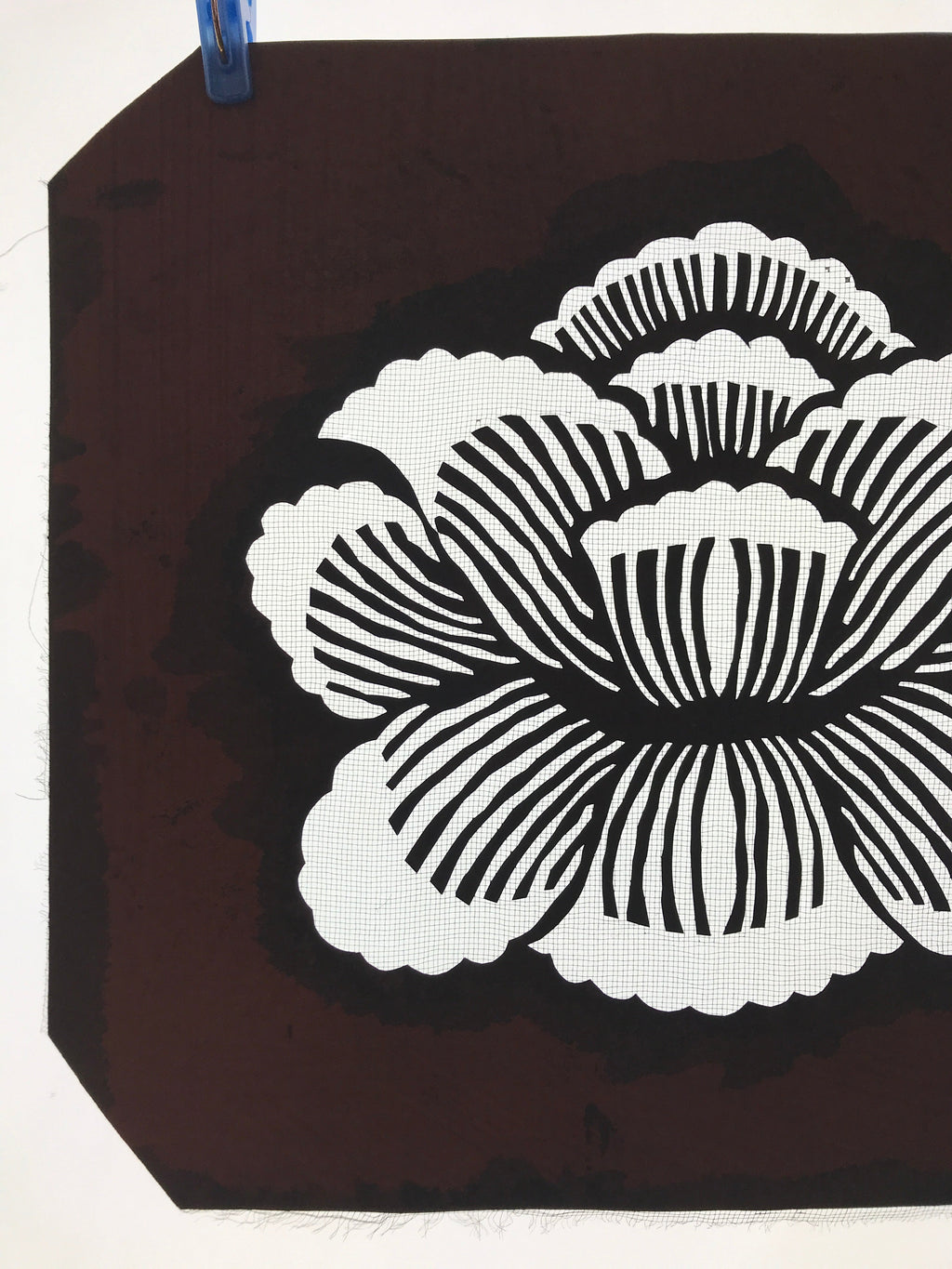 Antique Japanese Katagami Paper Kimono Stencil Katazome Peony Botan Flower A667