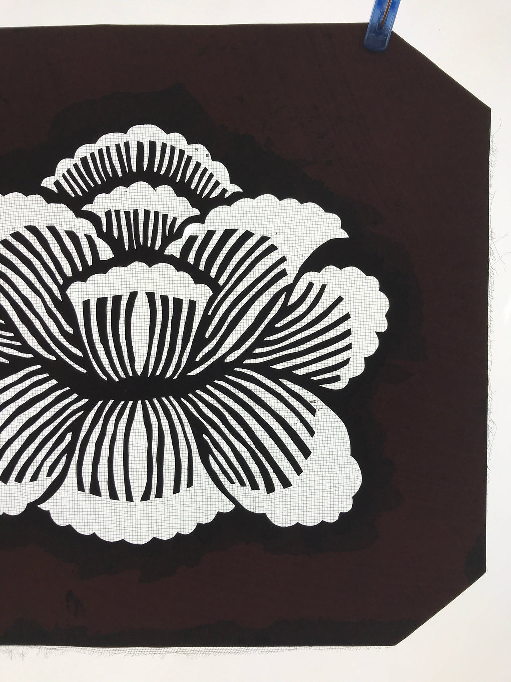 Antique Japanese Katagami Paper Kimono Stencil Katazome Peony Botan Flower A667