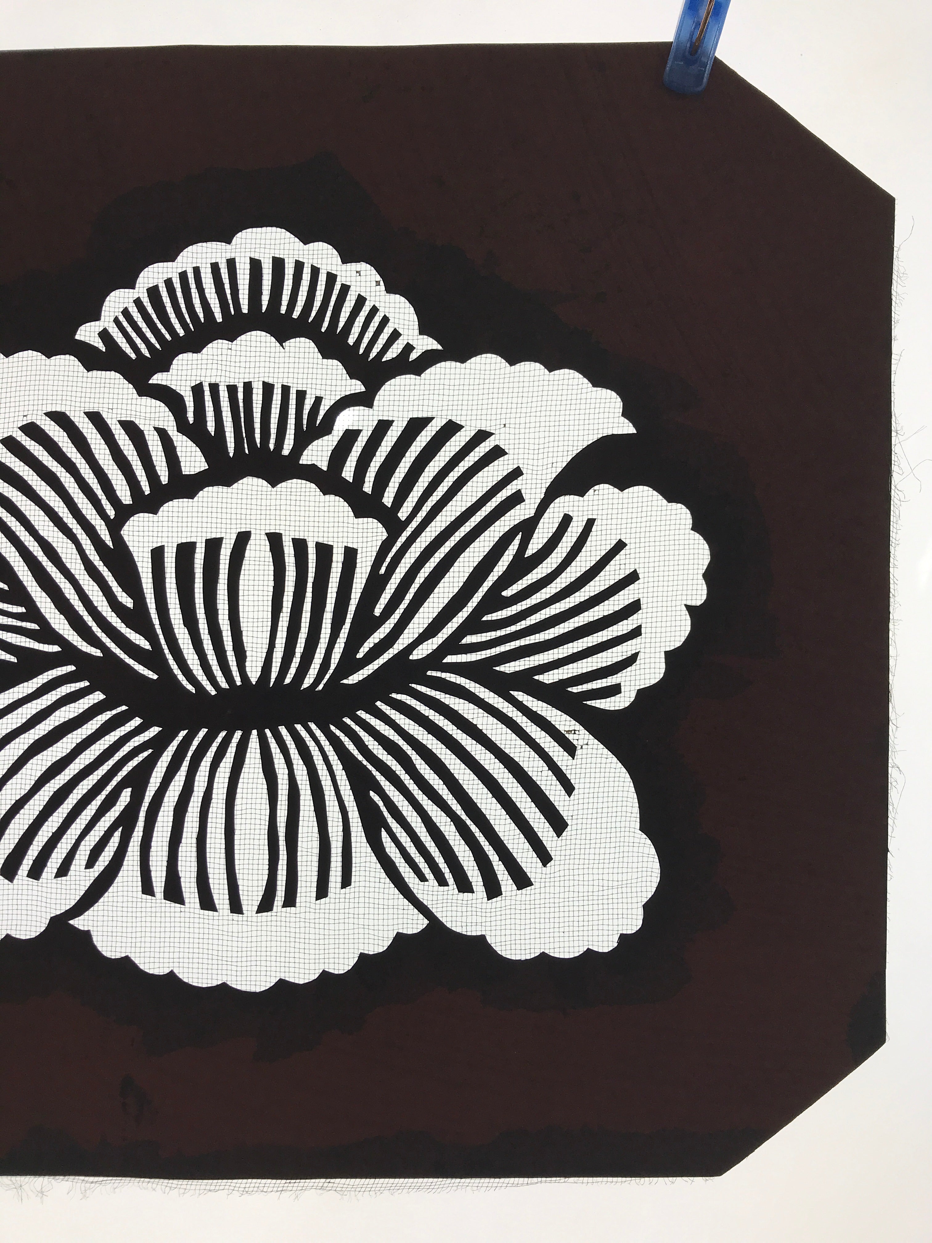 Antique Japanese Katagami Paper Kimono Stencil Katazome Peony Botan Flower A667