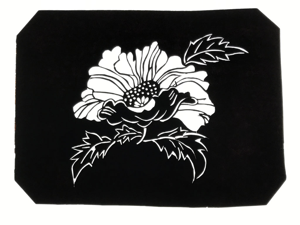 Antique Japanese Katagami Paper Kimono Stencil Katazome Peony Botan Flower A782