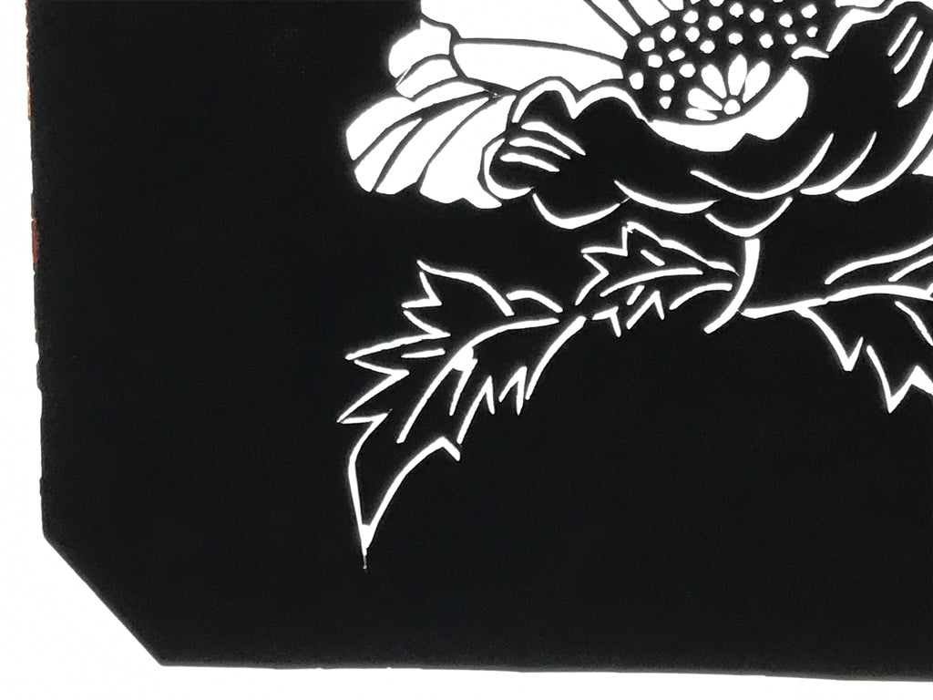 Antique Japanese Katagami Paper Kimono Stencil Katazome Peony Botan Flower A782