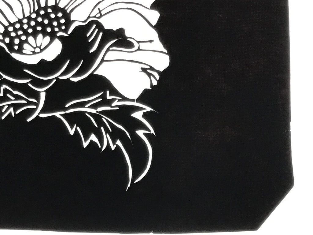 Antique Japanese Katagami Paper Kimono Stencil Katazome Peony Botan Flower A782