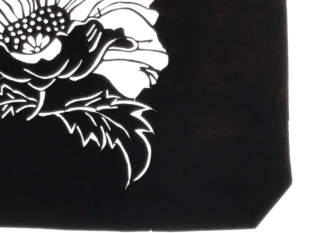 Antique Japanese Katagami Paper Kimono Stencil Katazome Peony Botan Flower A782