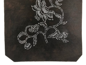 Antique Japanese Katagami Paper Kimono Stencil Katazome Peony Botan Flowers A653