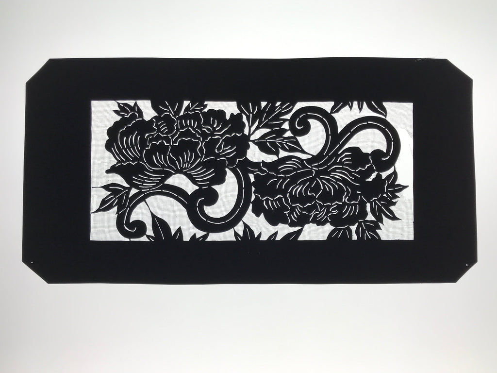 Antique Japanese Katagami Paper Kimono Stencil Katazome Peony Flower Botan A803