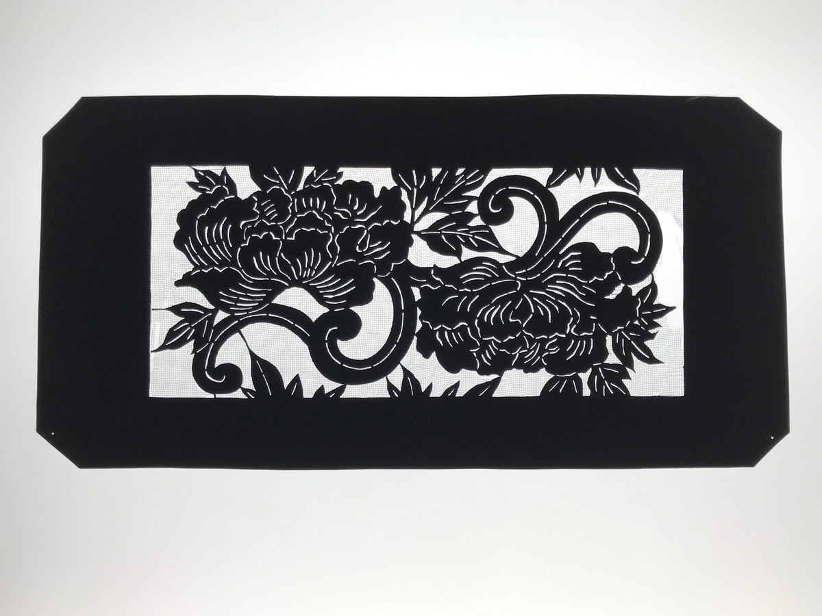 Antique Japanese Katagami Paper Kimono Stencil Katazome Peony Flower Botan A803