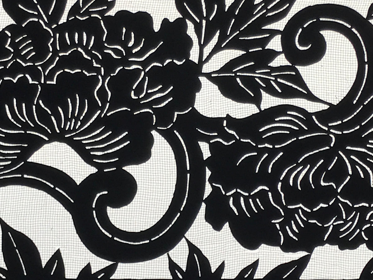 Antique Japanese Katagami Paper Kimono Stencil Katazome Peony Flower Botan A803