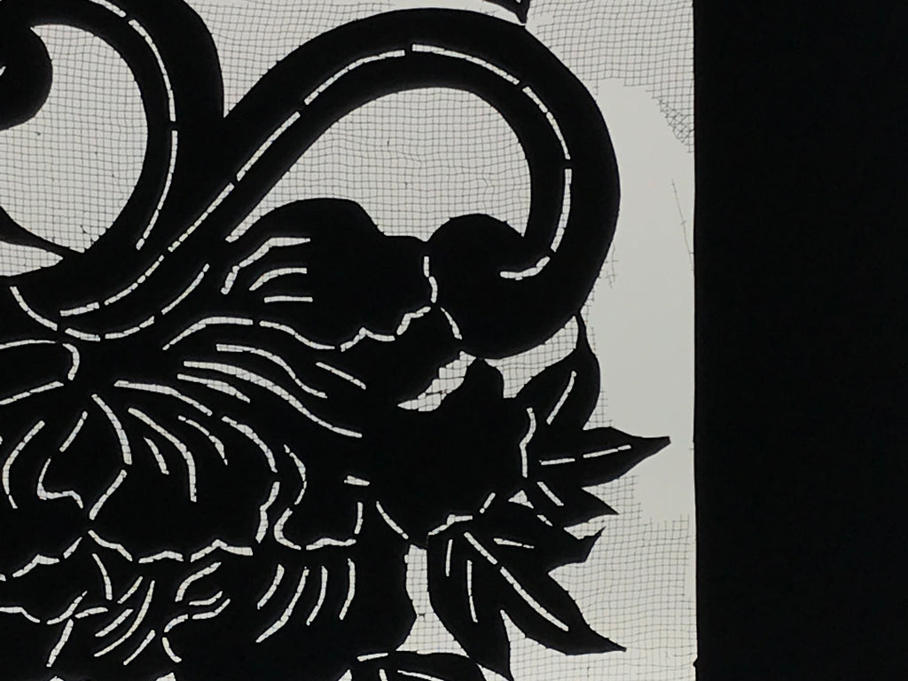 Antique Japanese Katagami Paper Kimono Stencil Katazome Peony Flower Botan A803