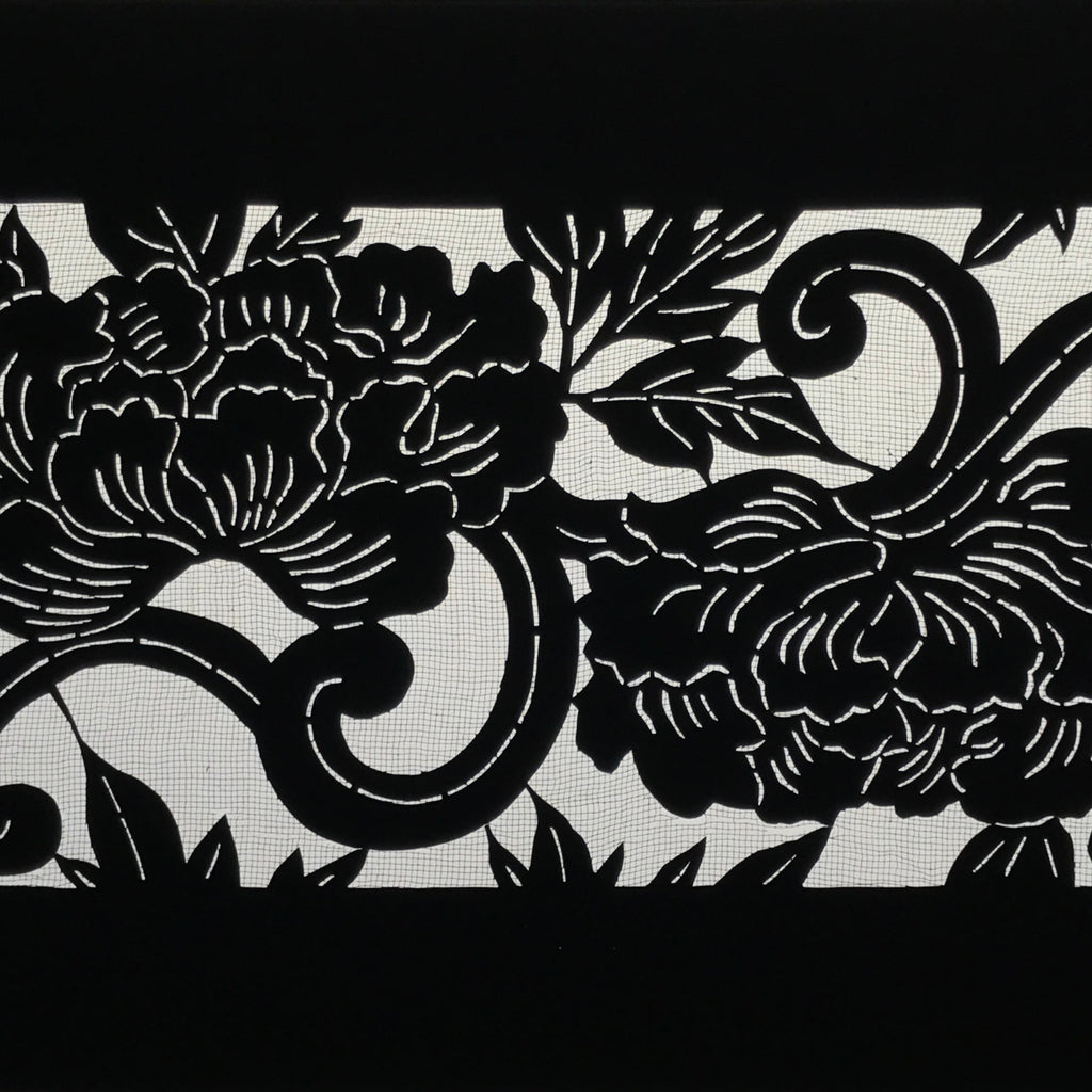 Antique Japanese Katagami Paper Kimono Stencil Katazome Peony Flower Botan A803