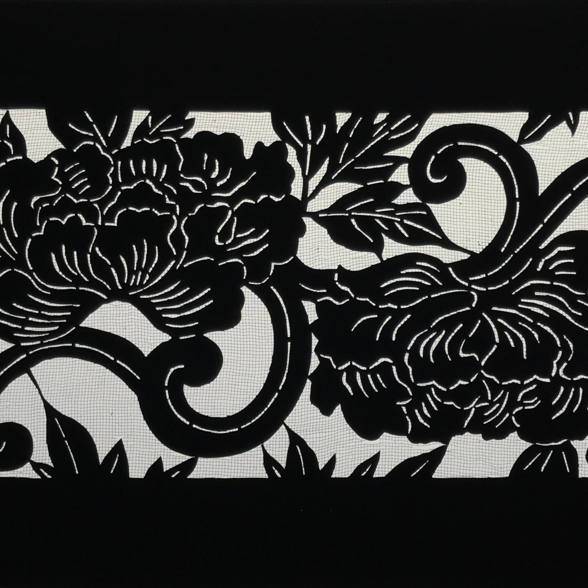 Antique Japanese Katagami Paper Kimono Stencil Katazome Peony Flower Botan A803