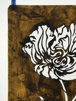 Antique Japanese Katagami Paper Kimono Stencil Katazome Peony Flower Design A761