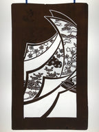 Antique Japanese Katagami Paper Kimono Stencil Katazome Peony Pine House C966