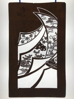 Antique Japanese Katagami Paper Kimono Stencil Katazome Peony Pine House C966