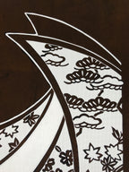 Antique Japanese Katagami Paper Kimono Stencil Katazome Peony Pine House C966