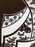 Antique Japanese Katagami Paper Kimono Stencil Katazome Peony Pine House C966