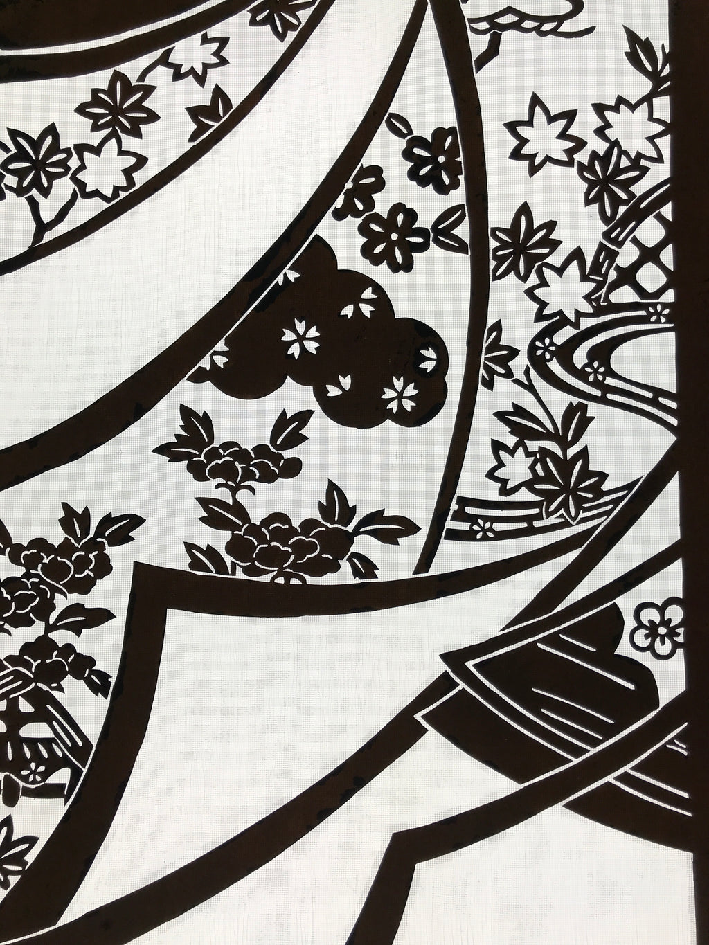 Antique Japanese Katagami Paper Kimono Stencil Katazome Peony Pine House C966