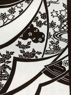 Antique Japanese Katagami Paper Kimono Stencil Katazome Peony Pine House C966