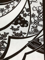 Antique Japanese Katagami Paper Kimono Stencil Katazome Peony Pine House C966