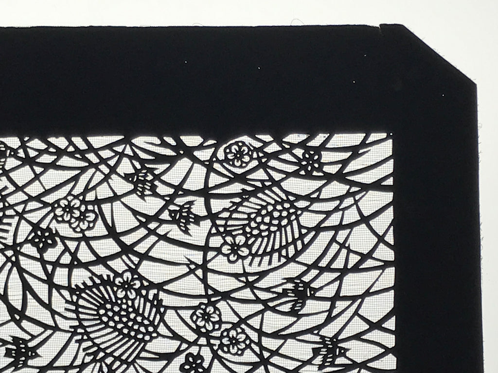 Antique Japanese Katagami Paper Kimono Stencil Katazome Pine Plum Blossom A794