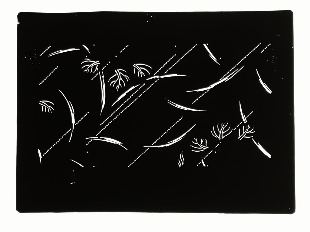 Antique Japanese Katagami Paper Kimono Stencil Katazome Plant Leaves Design A866