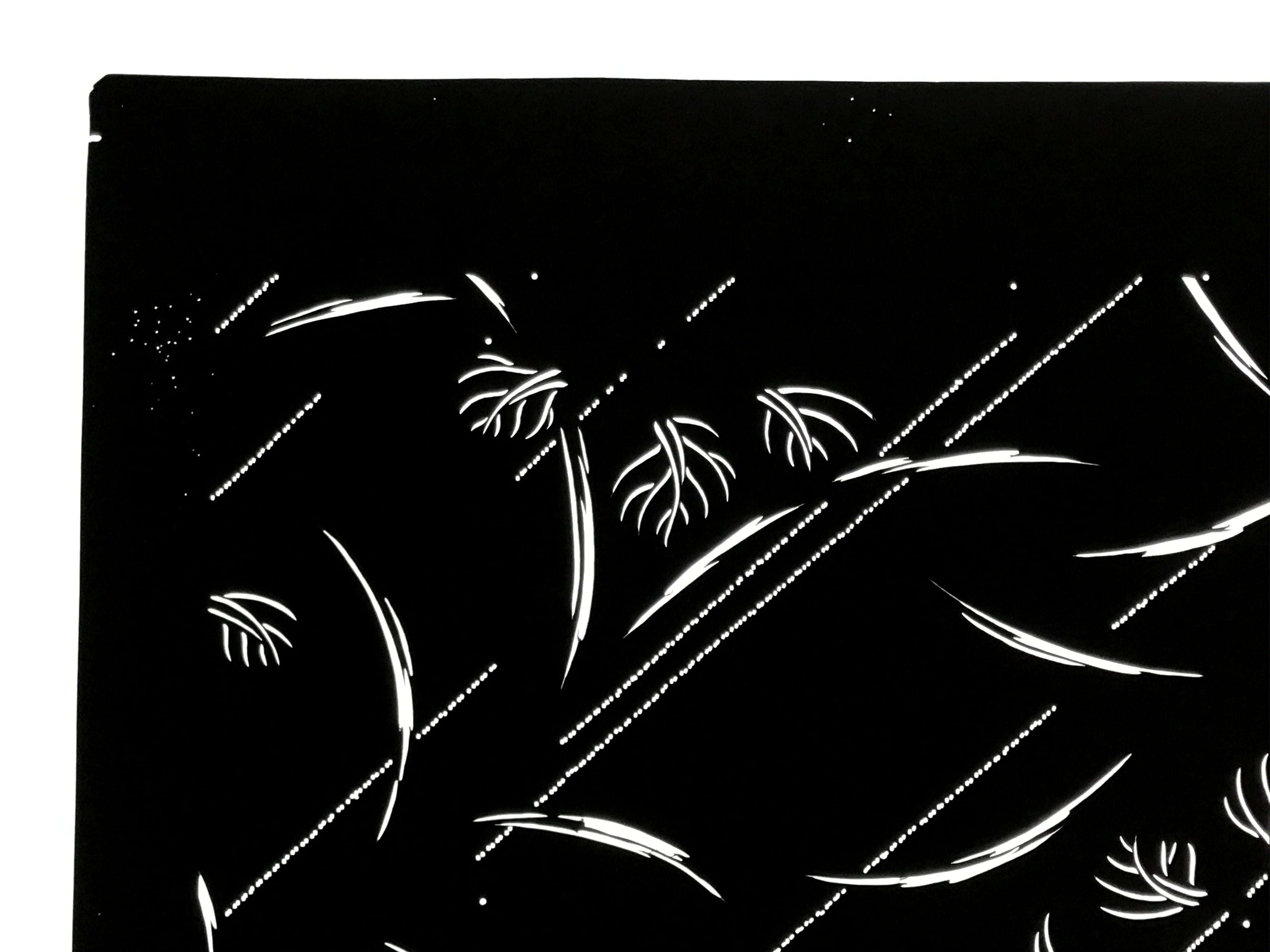 Antique Japanese Katagami Paper Kimono Stencil Katazome Plant Leaves Design A866
