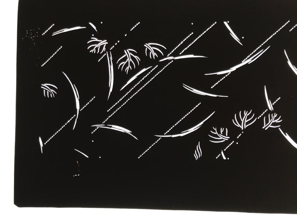 Antique Japanese Katagami Paper Kimono Stencil Katazome Plant Leaves Design A866