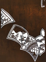 Antique Japanese Katagami Paper Kimono Stencil Katazome Plum Flowers Bridge C963