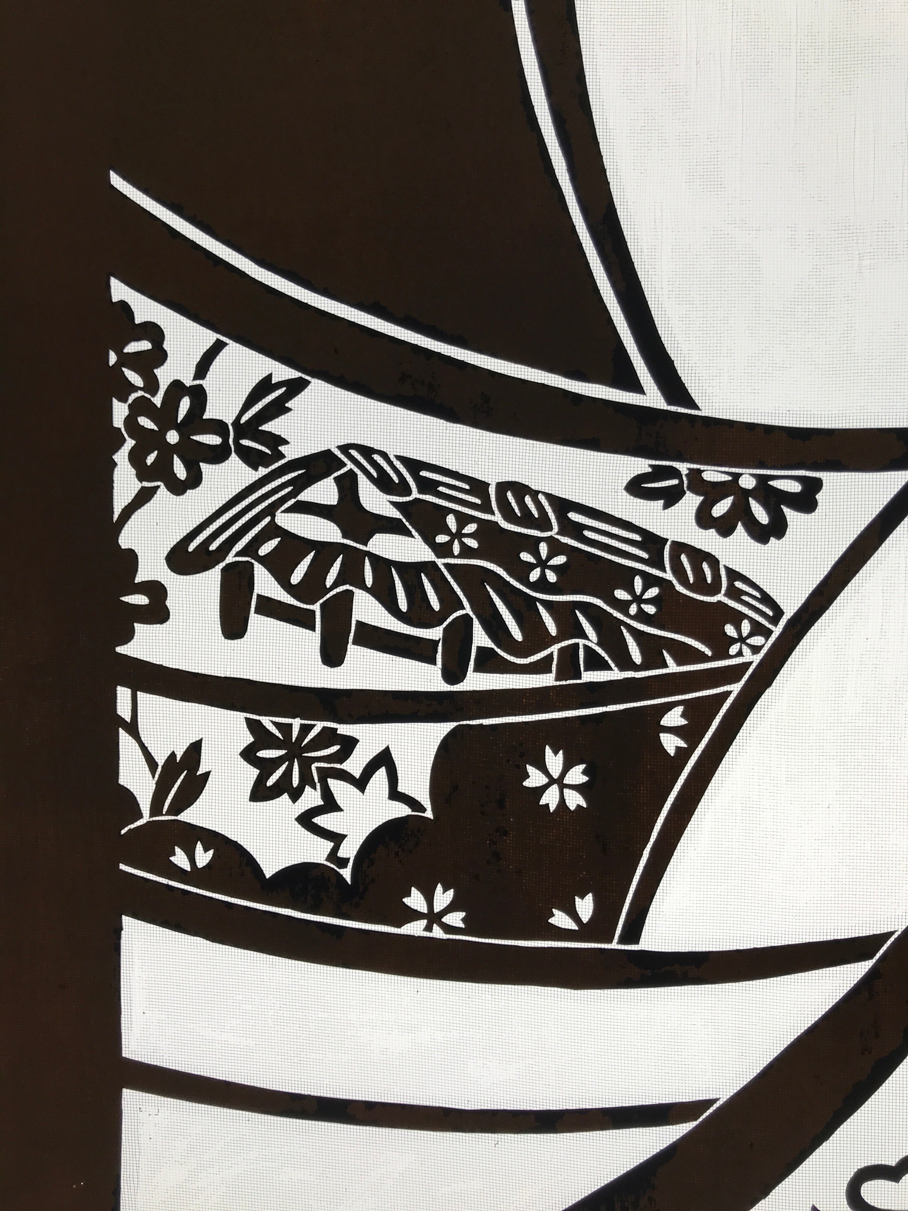Antique Japanese Katagami Paper Kimono Stencil Katazome Plum Flowers House C961