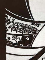 Antique Japanese Katagami Paper Kimono Stencil Katazome Plum Flowers House C961