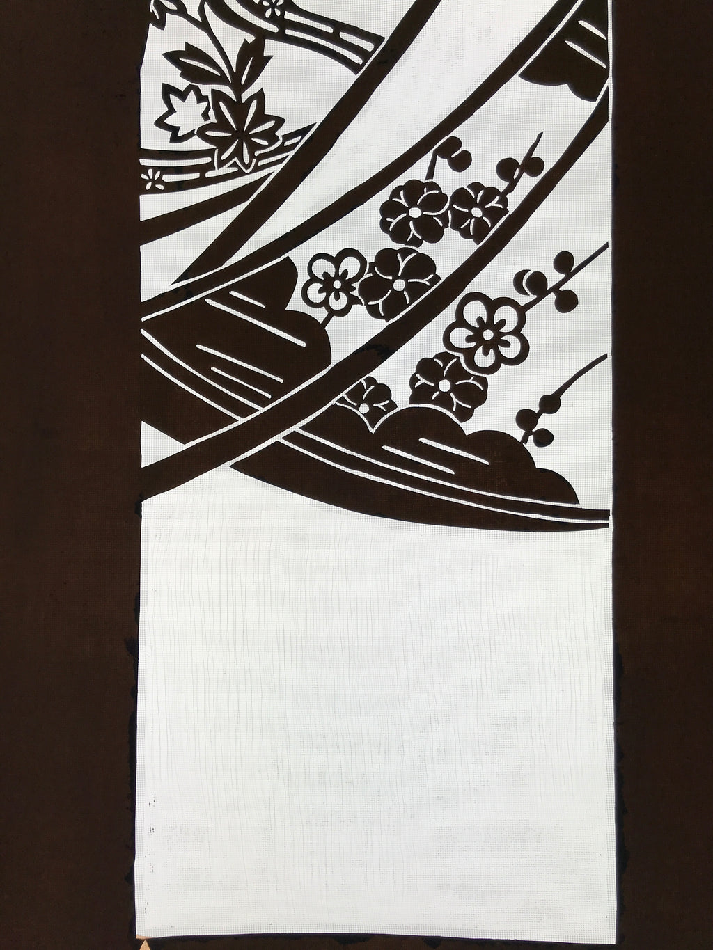 Antique Japanese Katagami Paper Kimono Stencil Katazome Plum Flowers Pine C964