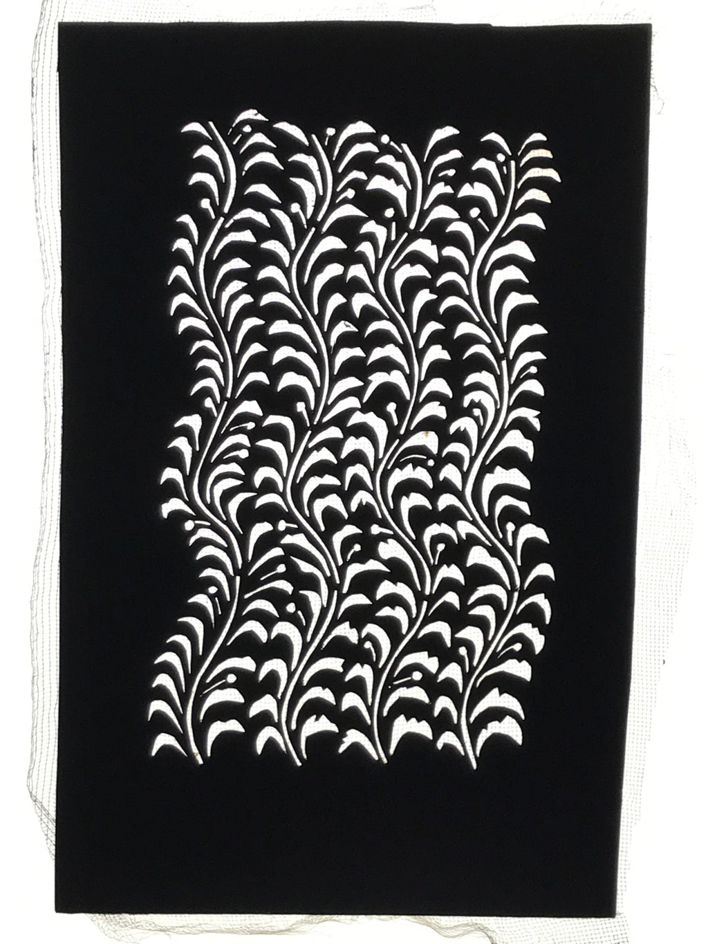 Antique Japanese Katagami Paper Kimono Stencil Katazome Seaweed Nori Vines A774